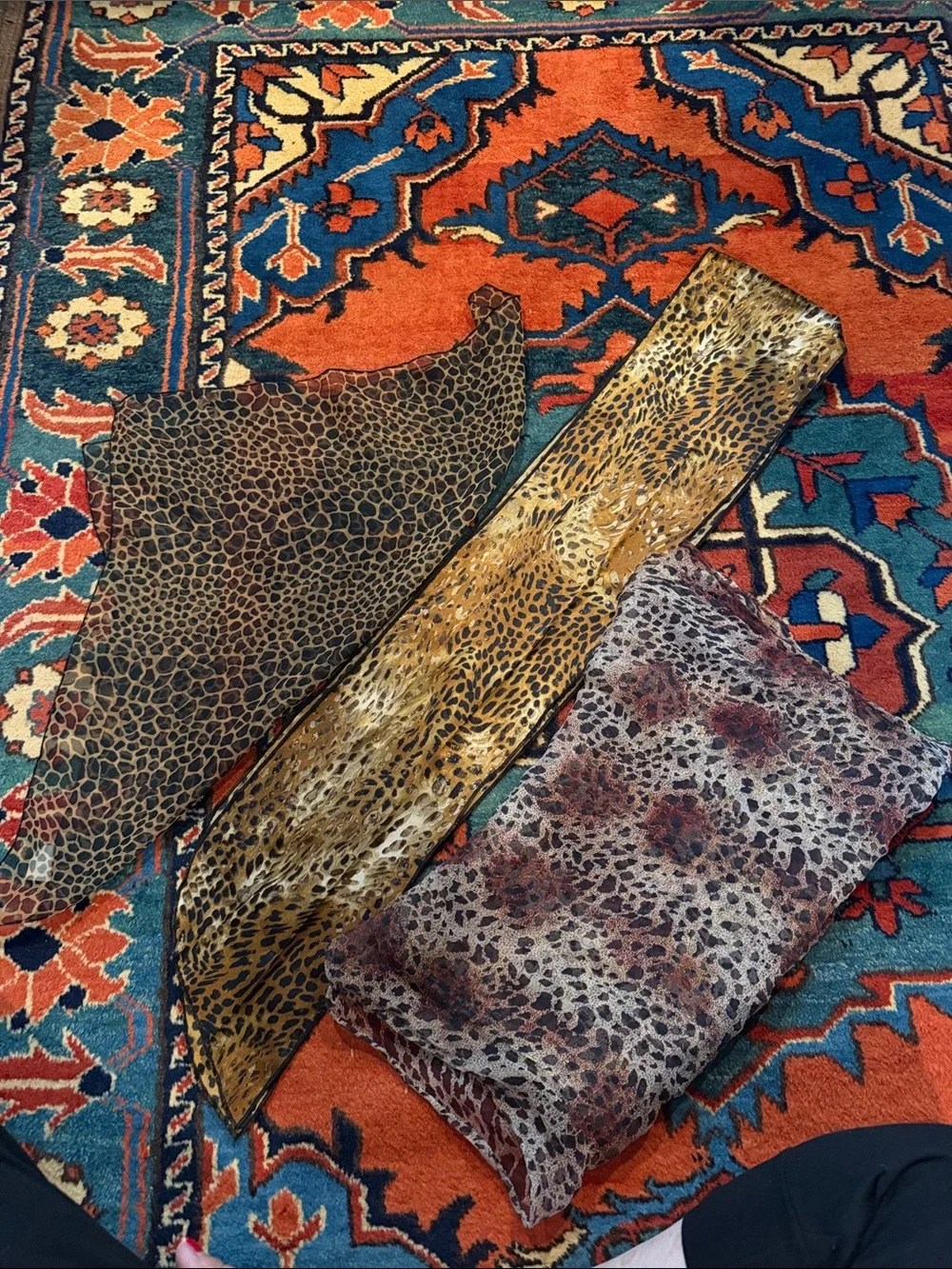 Leopard Print Scarf Trio - Brown, Gold, Taupe